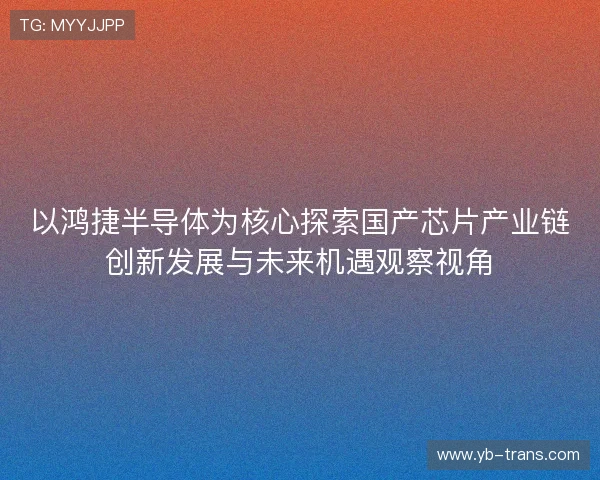 以鸿捷半导体为核心探索国产芯片产业链创新发展与未来机遇观察视角 以鸿捷半导体为核心探索国产芯片产业链创新发展与未来机遇观察视角
